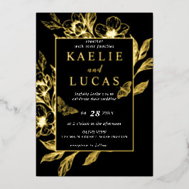 Invitation En Aluminium "Les Flores D'Or De L'Amour" | Mariage noir