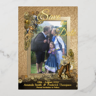 Invitation En Aluminium Lettres dorées Steampunk sur cuir Inspiration