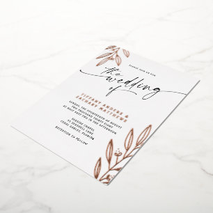 Invitation En Aluminium Ligne Botanique Moderne Art Mariage Foil Invitatio