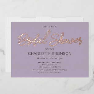 Invitation En Aluminium Lilac minimaliste Fête des mariées de script Rose 