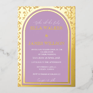 Invitation En Aluminium Lilas Royal Arche Dorée (Uni)