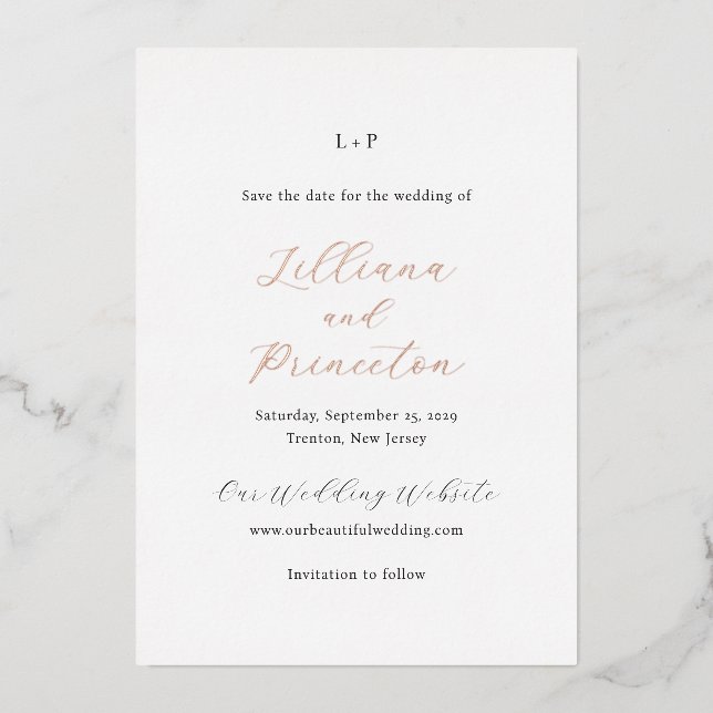 Invitation En Aluminium Lilliana Elegant Modern Wedding Enregistrer la dat (Recto)