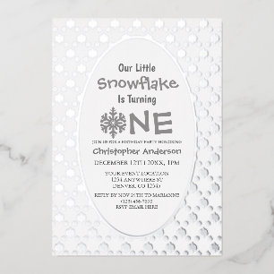 Invitation En Aluminium Little Snowflake 1er anniversaire