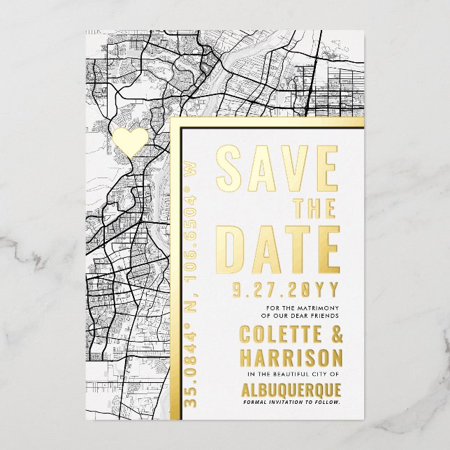 Invitation En Aluminium Localisateur d'amour Albuquerque | Mariage Enregis (Recto)