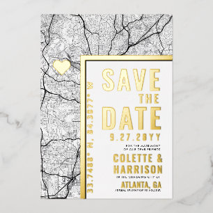 Invitation En Aluminium Localisateur d'amour d'Atlanta Économisez la dat