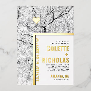 Invitation En Aluminium Localisateur d'amour d'Atlanta Mariage sur le th