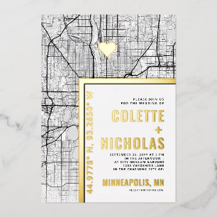 Invitation En Aluminium Localisateur d'amour de Minneapolis Mariage sur