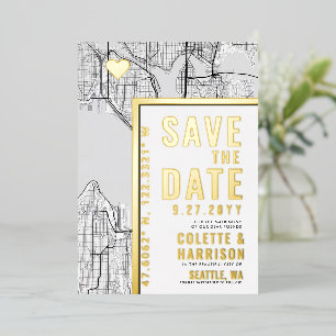 Invitation En Aluminium Localisateur d'amour de Seattle   Économisez la da