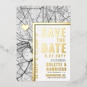 Invitation En Aluminium Localisateur d'amour Washington DC Mariage Enreg