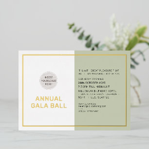 Invitation En Aluminium Logo de la société GALA BALL écosage formel or ver