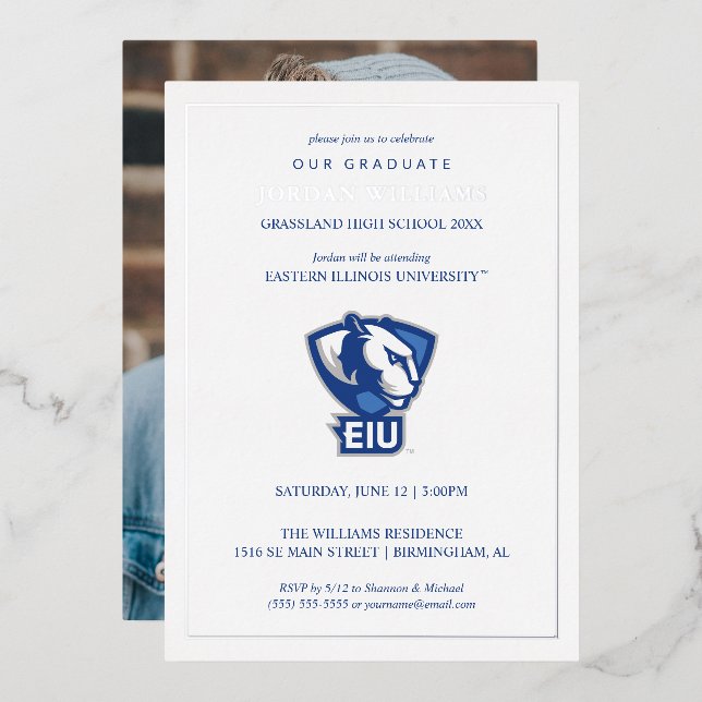 Invitation En Aluminium Logo des Panthers de l'Université d'Eastern Illino (Recto/Verso)