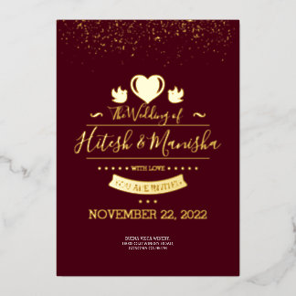 Invitation En Aluminium Logo Monogramme de Bourgogne avec colombes mariage