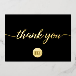 Invitation En Aluminium Logo noir personnalisé simple Merci d'affaires