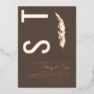Invitation En Aluminium Logo Pampas Ampersand Mariage Pressé