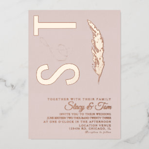 Invitation En Aluminium Logo Pampas & Mariage en relief