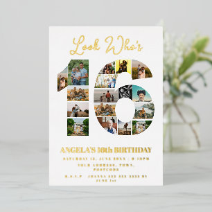 Invitation En Aluminium look simple qui est 16 Photo Collage ado anniversa
