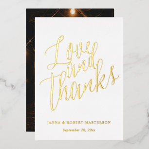 Invitation En Aluminium Love and Thanks Gold Calligraphy Photo
