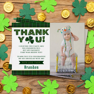 Invitation En Aluminium Lucky Little Shamrock 1er anniversaire Merci photo