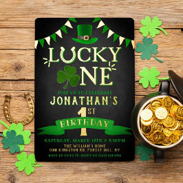 Invitation En Aluminium Lucky One Chalkboard 1er Anniversaire réel