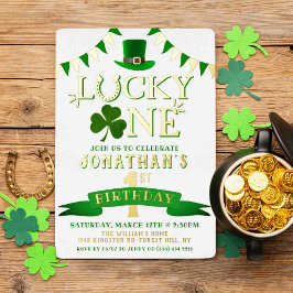 Invitation En Aluminium Lucky One Chalkboard 1er Anniversaire réel