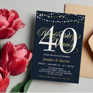 Invitation En Aluminium Lumières Guirlande 40e Anniversaire de Mariage Dîn