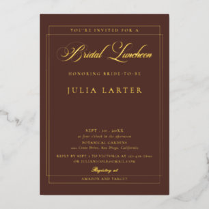 Invitation En Aluminium Luncheon de mariage calligraphié marron ivoire cla