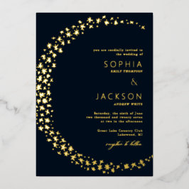 Invitation En Aluminium Lune des étoiles Mariage noir