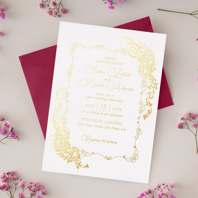 Invitation En Aluminium Luxe Artistique Botanique Floral Mariage Paisley (Créateur téléchargé)