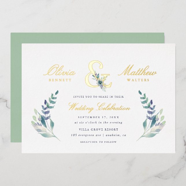 Invitation En Aluminium Luxe Floral Mariage (Recto/Verso)