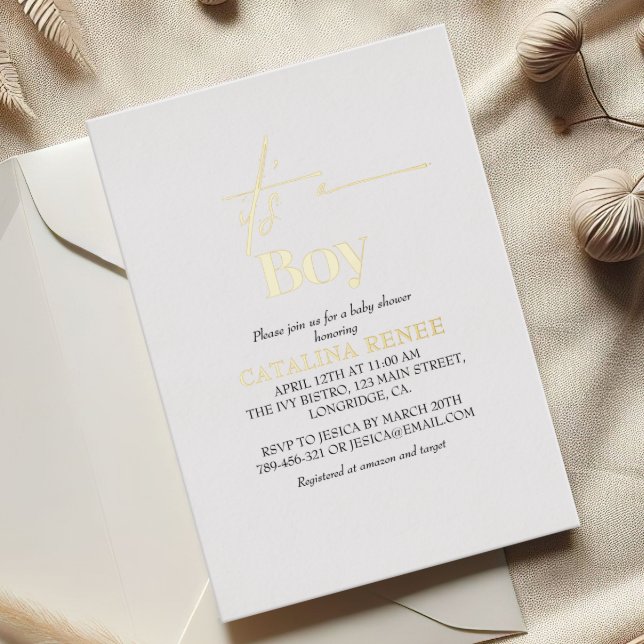 Invitation En Aluminium Luxe Gold est un Baby shower garçon (Créateur téléchargé)
