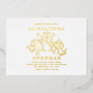 Invitation En Aluminium Luxe Romantique Flourish Calligraphie Mariage Or