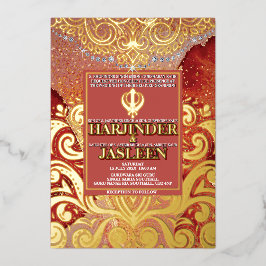 Invitation En Aluminium LuxGlitter Mariage indien Sikh Anand Karaj