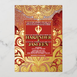 Invitation En Aluminium LuxGlitter Mariage indien Sikh Anand Karaj