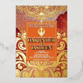 Invitation En Aluminium LuxGlitter Mariage indien Sikh Anand Karaj