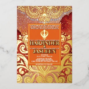 Invitation En Aluminium LuxGlitter Mariage indien Sikh Anand Karaj