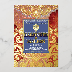Invitation En Aluminium LuxGlitter Mariage indien Sikh Anand Karaj