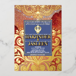 Invitation En Aluminium LuxGlitter Mariage indien Sikh Anand Karaj