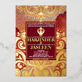 Invitation En Aluminium LuxGlitter Mariage indien Sikh Anand Karaj