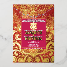 LuxGlitter Red Gold Hindu Ganesha Indien