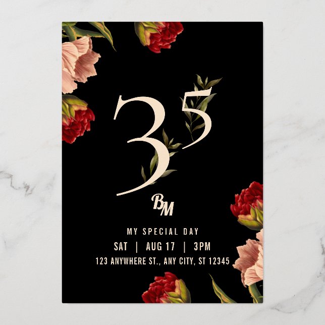 Invitation En Aluminium Luxueux Avant-Garde Baroque BM 35e Anniversaire (Recto)