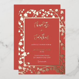Invitation En Aluminium Lys de la Vallée Jardin Floral Mariage Or
