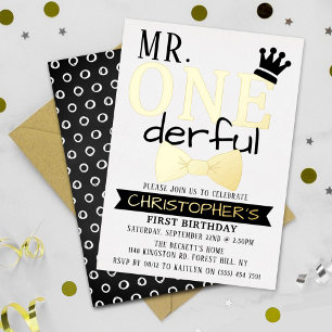 Invitation En Aluminium M. ONEderful 1er anniversaire Real