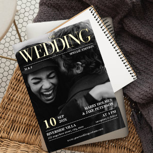 Invitation En Aluminium Magazine Editorial Journal Mariage Photo OR