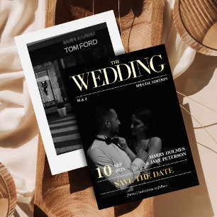 Invitation En Aluminium Magazine Journal Mariage Photo Enregistrer la date