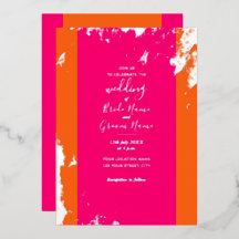 Magenta Rose Orange Gold Grain Élégant