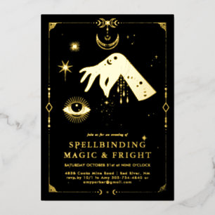Invitation En Aluminium Magie Occulte Envoûtante   Halloween Élégant