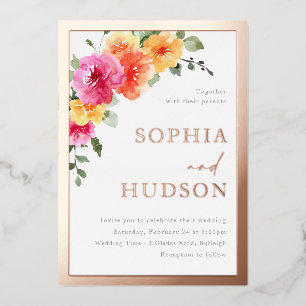 Invitation En Aluminium Magnifique aquarelle florale en gras pour mariage
