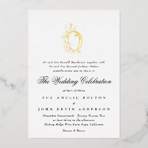 Invitation En Aluminium Magnifique Élégante Fleurie Monogramme de Mariage