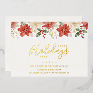Invitation En Aluminium Magnifique Poinsettia Rouge Mariage de Noël TLW26
