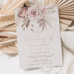 Invitation En Aluminium Magnifique rose poudrée et rose poussiéreuse Maria